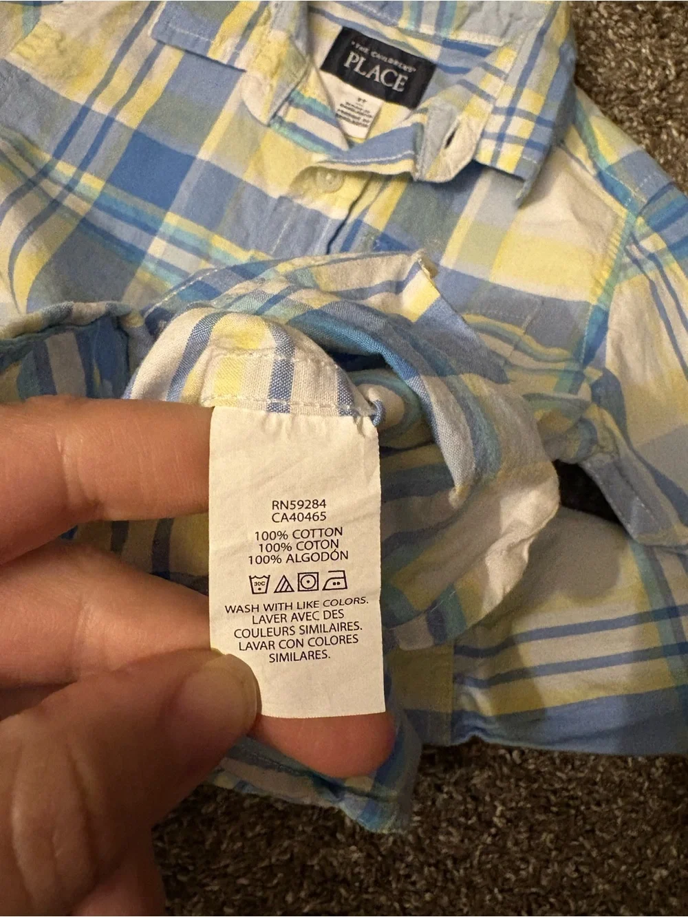 The Children's Place Blue and Yellow Plaid Button-Down Shirt